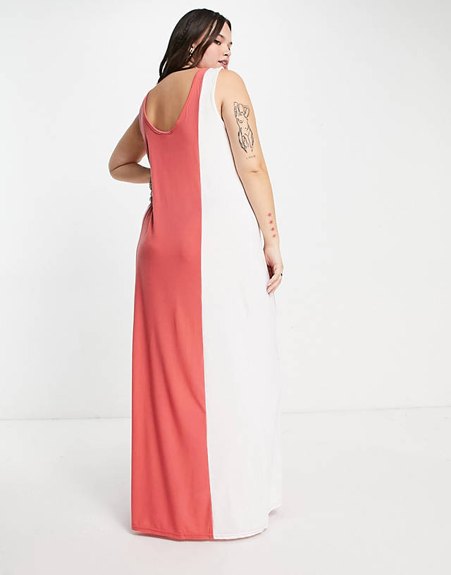 Daisy Street Plus maxi dress in summer color block GN8046