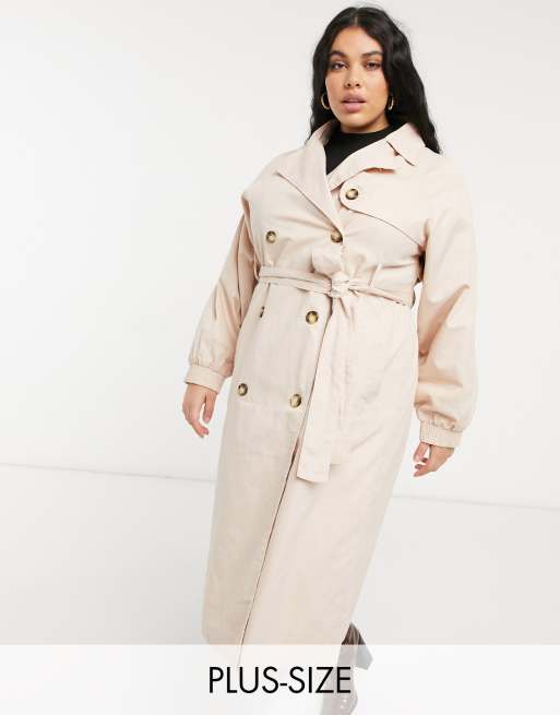 Plus size maxi store trench coat