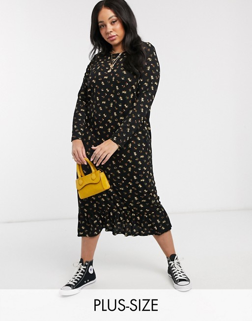 Daisy Street Plus midaxi smock dress in ditsy floral