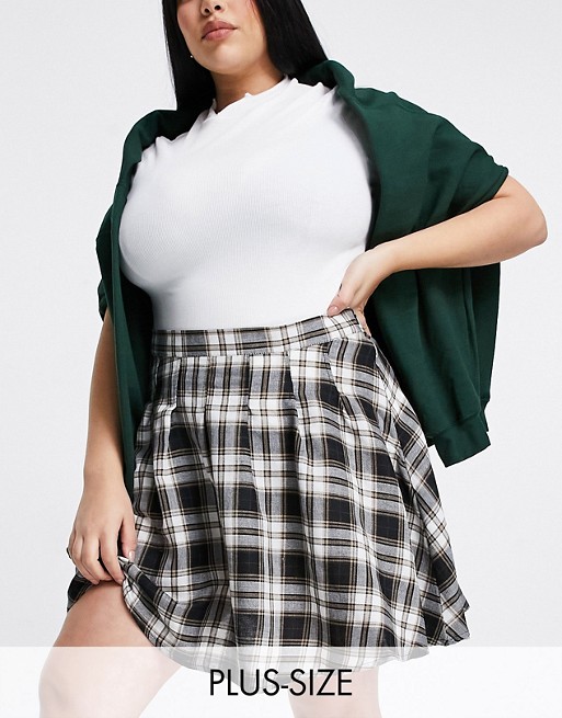 Daisy Street Plus mini pleated skirt in vintage check co-ord