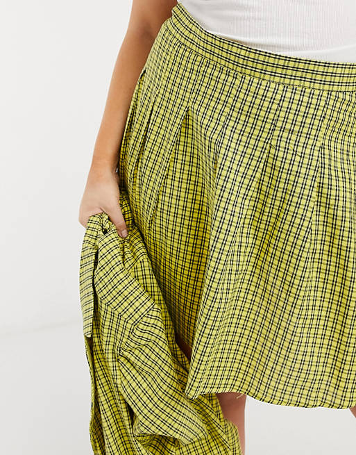 Daisy Street Plus mini pleated skirt in vintage check two-piece