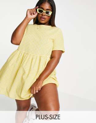 Daisy Street plus mini smock dress in gingham - ASOS Price Checker