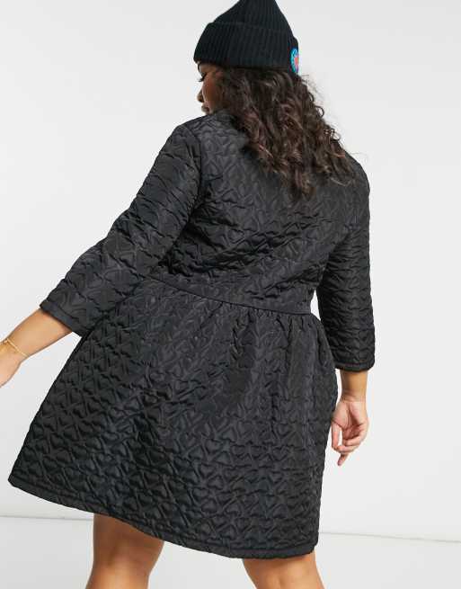 Daisy Street Plus mini smock dress in quilted heart jacquard, 2 of 4