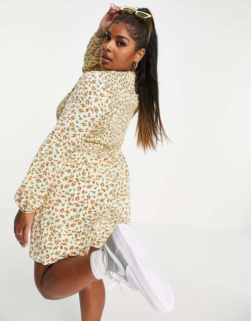 Daisy Street Plus - mini-smock-kjole i småblomstret print, 2 af 4