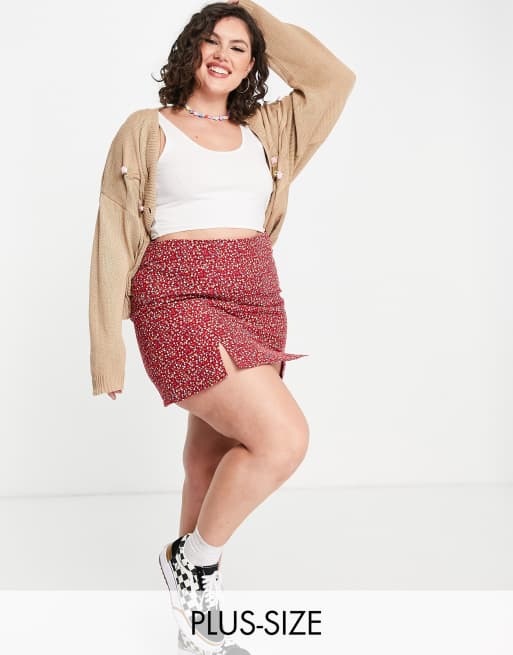 Daisy Street Plus - Minirok met vintage bloemenprint