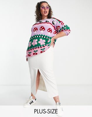 Daisy Street Plus - Oversize-Pullover mit'süßem Muster-Bunt