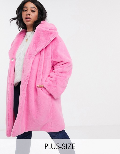 Daisy Street Plus oversized coat in faux fur