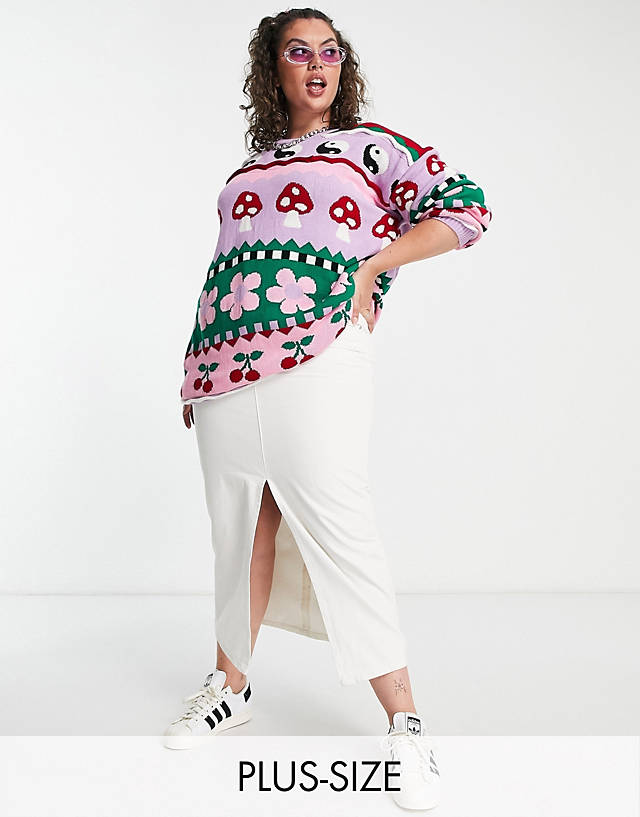 Daisy Street Plus - oversized jumper in cute print