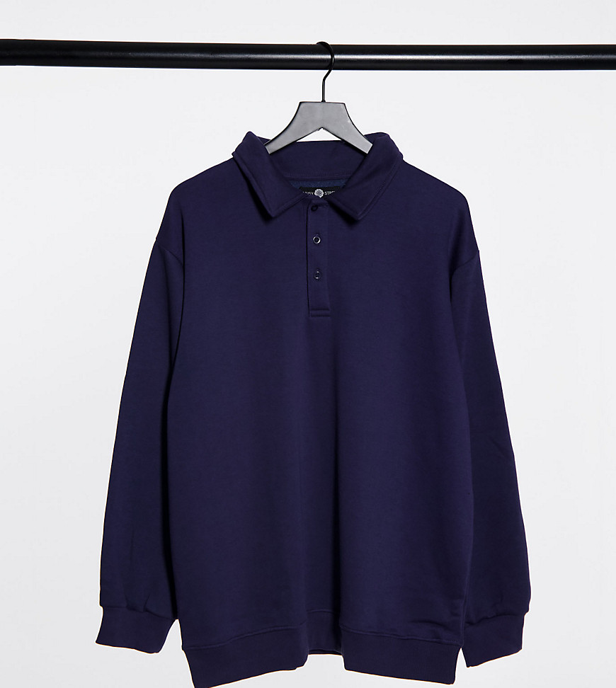 Daisy Street Plus oversized polo sweatshirt with button neck in navy