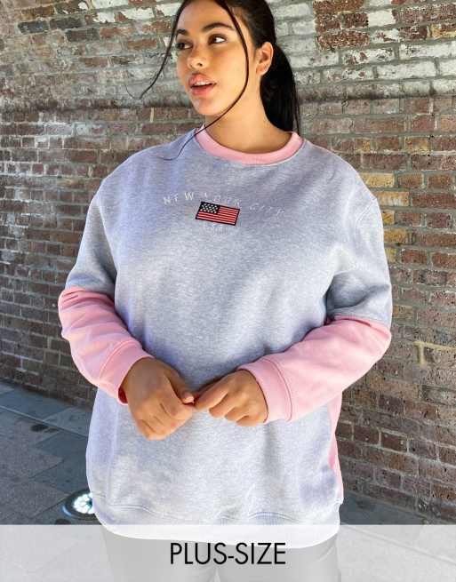Daisy Street Plus Oversized Sweatshirt With New York Embroidery In Color Block Adidas Return Slip For Women Clothes Outlet Store Bolivia Embajadashops