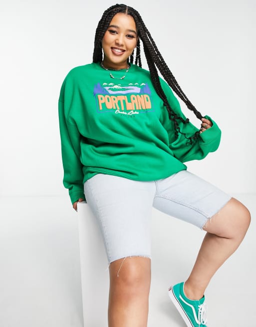 Daisy Street Plus oversized sweatshirt with puff portland graphic, 2 of 4