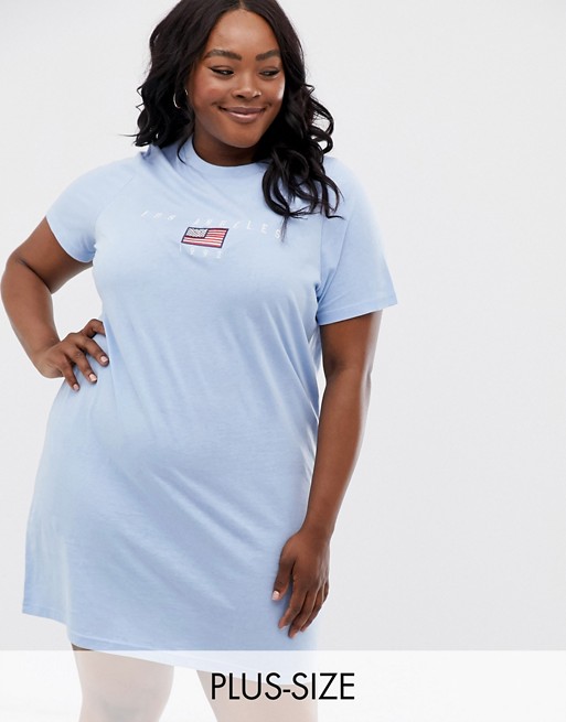Daisy Street Plus oversized t-shirt dress with los angeles embroidery