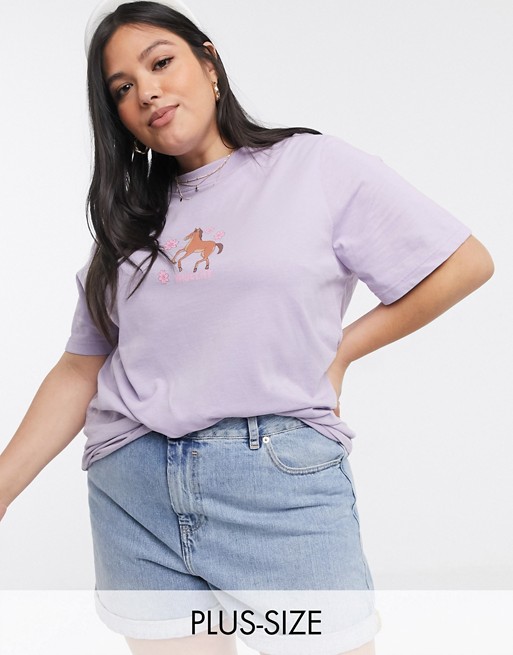 Daisy Street Plus oversized t-shirt with life print