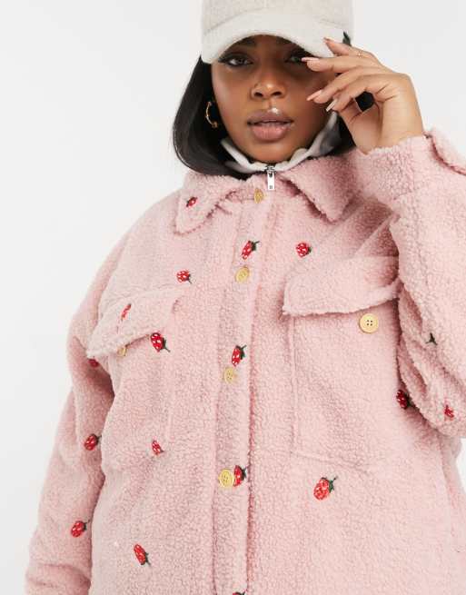 Women's Strawberry Embroidered Workwear Jacket