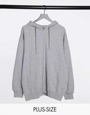 plus size zip front hoodie