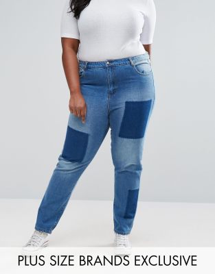 patched boyfriend jeans