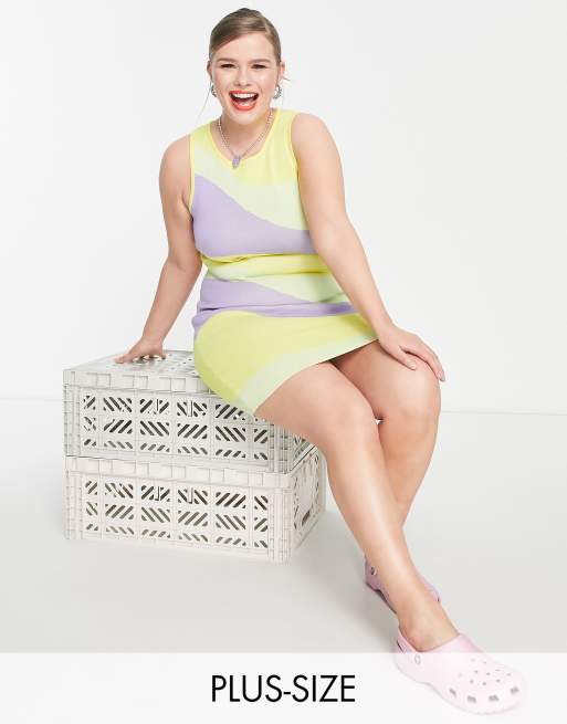 Daisy Street Plus racer bodycon mini dress in wavy pastel knit ASOS