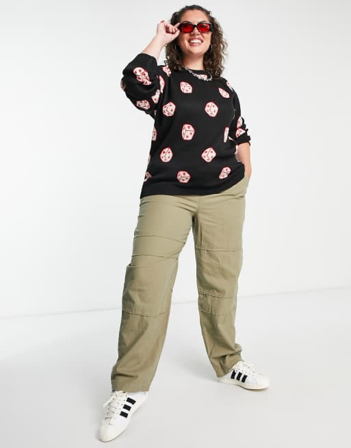 Daisy Street Plus relaxed knit sweater with dice print, 3 of 4