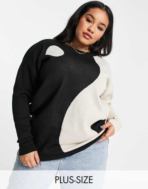 Daisy Street Plus relaxed knitted yin and yang jumper ASOS