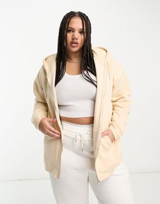 Daisy Street Plus relaxed oversized zip front hoodie in sand - ASOS Price Checker