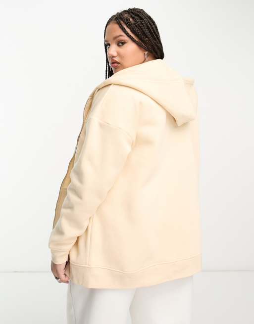 Daisy Street Plus relaxed oversized zip front hoodie in sand