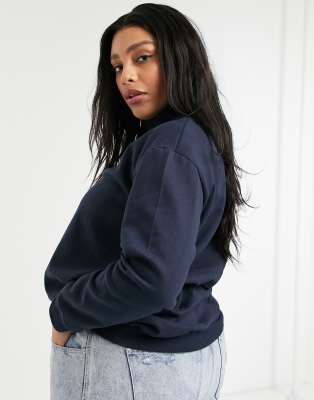 daisy street relaxed sweatshirt with half zip and flag embroidery