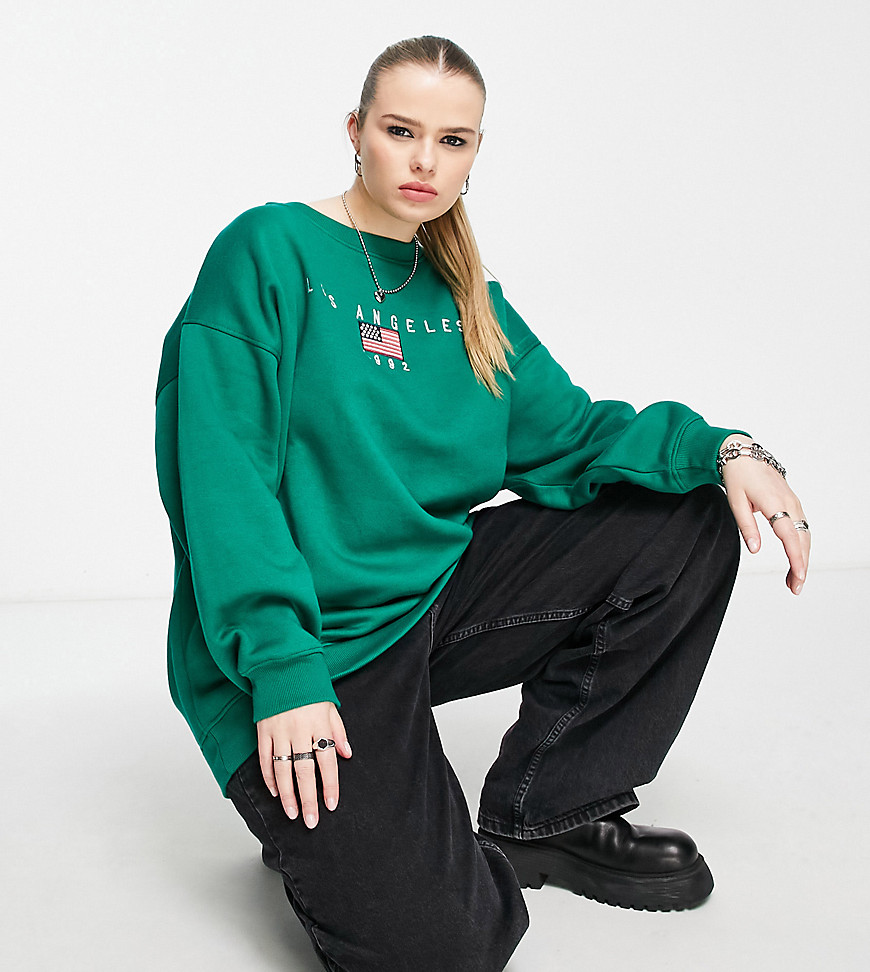 relaxed sweatshirt with LA graphic in green