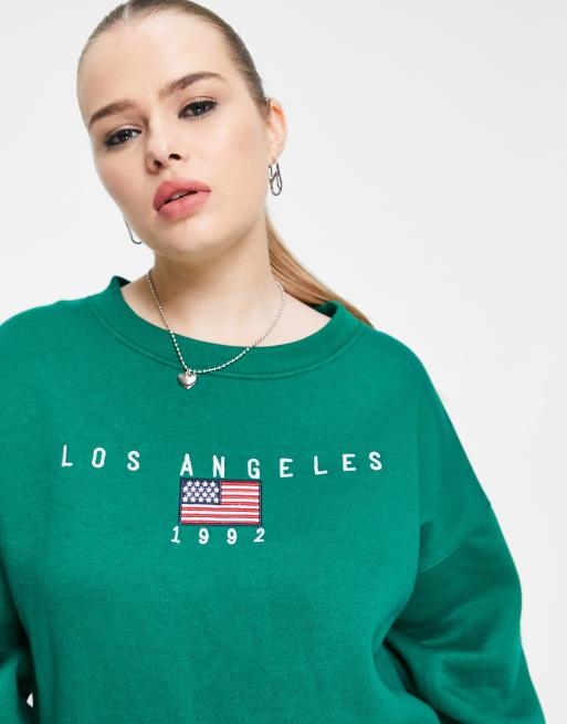 Daisy Street relaxed sweatshirt with los angeles print in pink