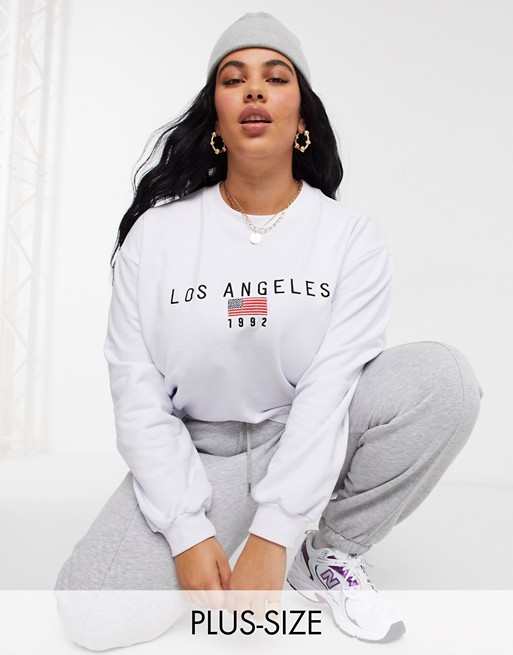 Daisy Street Plus relaxed sweatshirt with los angeles embroidery