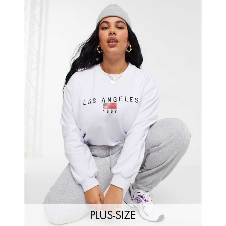 Daisy Street Plus relaxed sweatshirt with los angeles embroidery