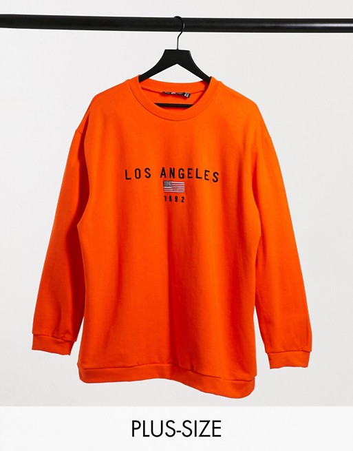 Daisy Street Plus relaxed sweatshirt with los angeles embroidery