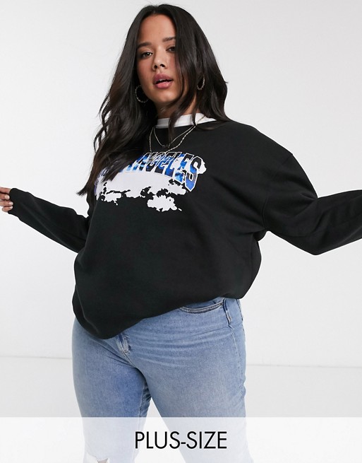 Daisy Street Plus relaxed sweatshirt with los angeles graphic
