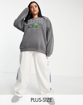 Daisy Street Plus relaxed sweatshirt with vintage montana print
