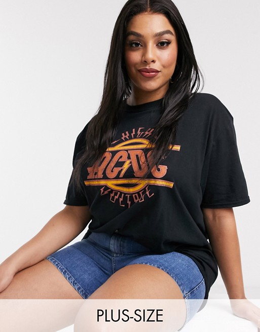 Daisy Street Plus relaxed t-shirt with ACDC print