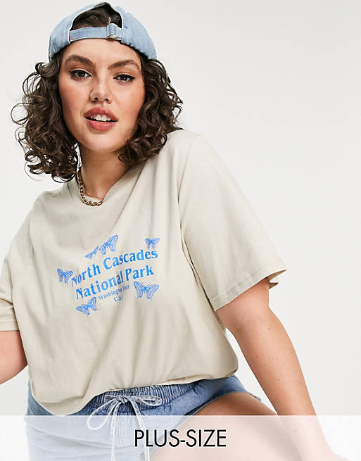 Daisy Street Plus relaxed t-shirt with national park print