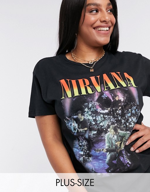 Daisy Street Plus relaxed t-shirt with Nirvana band print