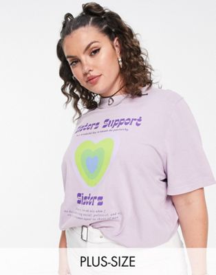 Daisy Street Plus relaxed t-shirt with sisters retro wavy graphic