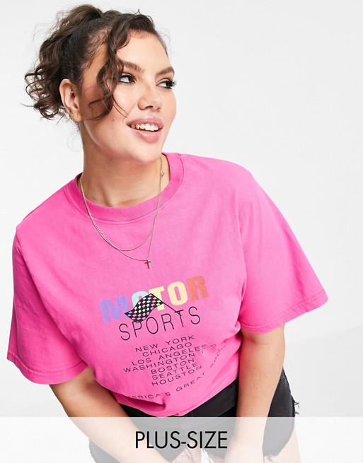 Daisy Street Plus relaxed t-shirt with sports print