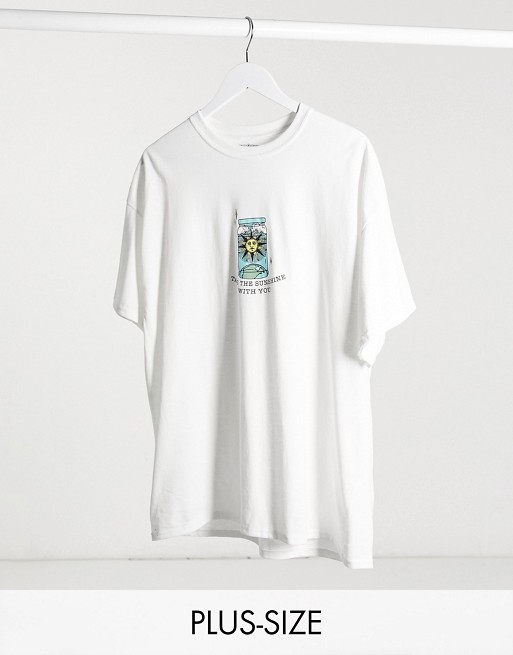 Daisy Street Plus relaxed t-shirt with take the sunshine print