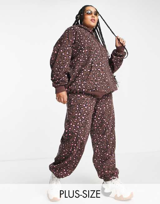 Daisy Street Plus relaxed trackies in leopard print (part of a set)