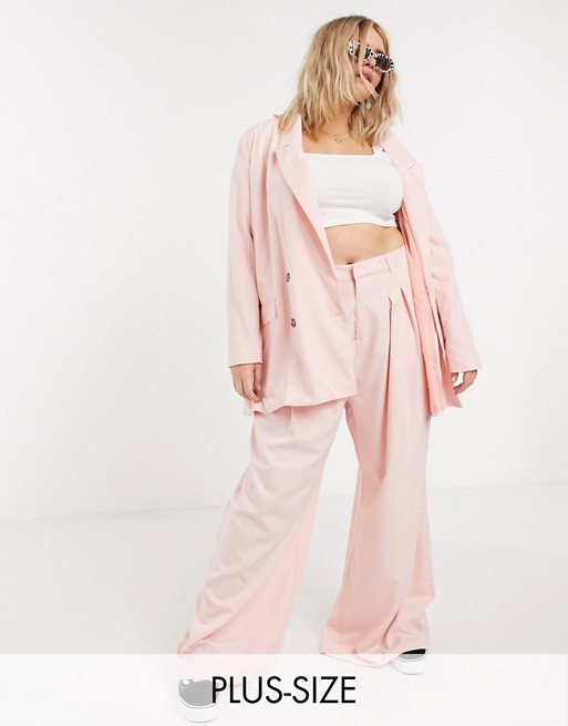 Daisy Street Plus relaxed wide leg trousers with pleat front co-ord