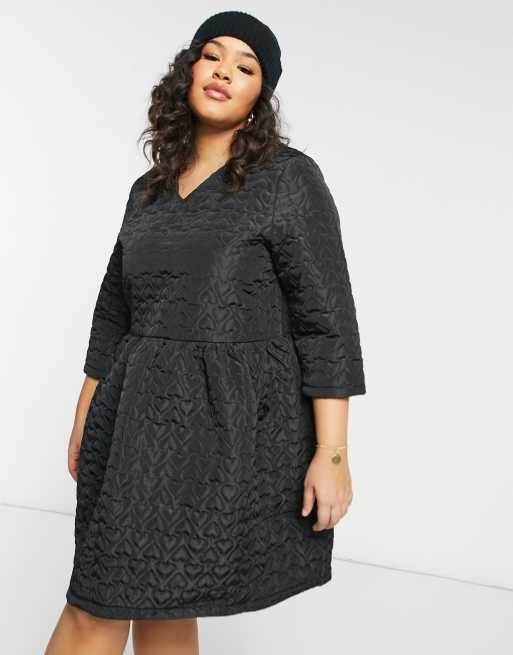 Daisy Street Plus - Robe babydoll courte à motif cœur en jacquard matelassé, 4 de 4