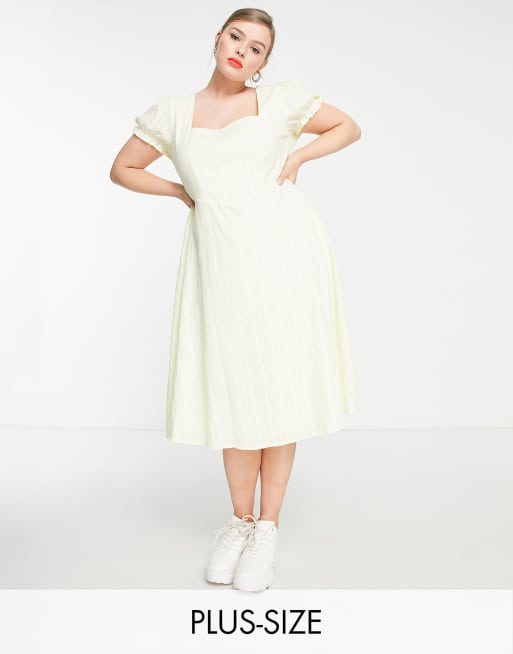 Daisy Street Plus - Robe folk mi-longue à taille cintrée - Jaune