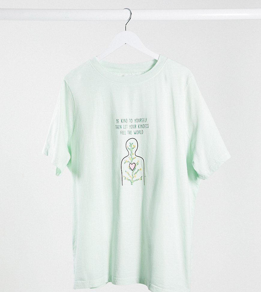 Daisy Street Plus - Ruimvallend boyfriend T-shirt met print-Groen