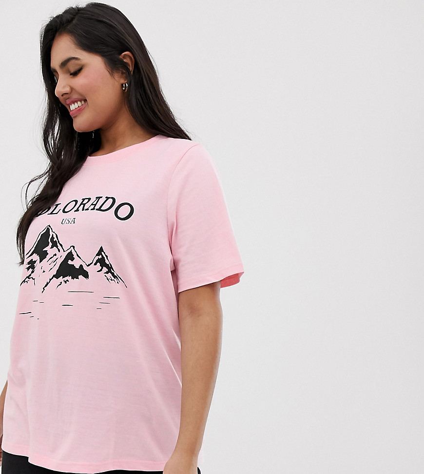 Daisy Street - Plus - Ruimvallend T-shirt met Colorado-print-Roze