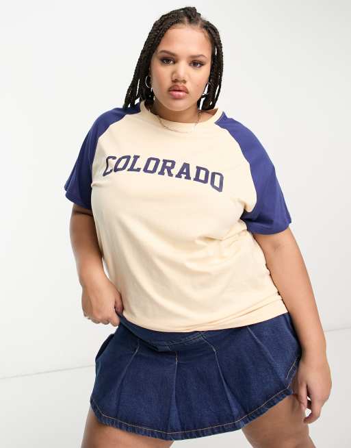 Daisy Street Plus - Ruimvallend T-shirt met raglanmouwen en geborduurde Colorado-afbeelding