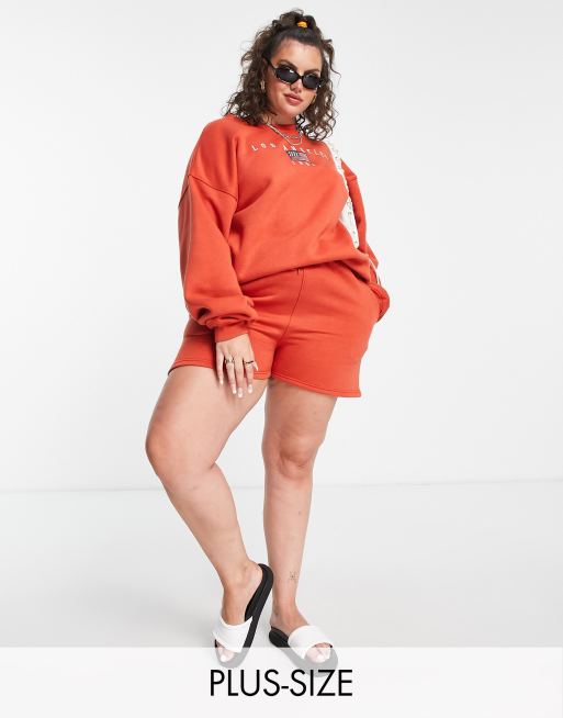 Daisy Street Plus - Short boyfriend d'ensemble en tissu molletonné - Orange