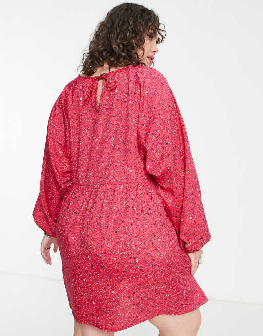 Daisy Street Plus smock mini dress in hot pink daisy print, 3 of 4