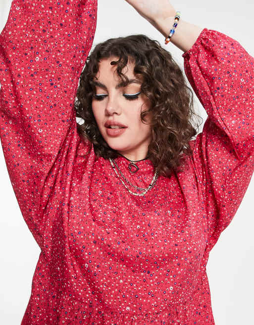 Daisy Street Plus smock mini dress in hot pink daisy print, 4 of 4