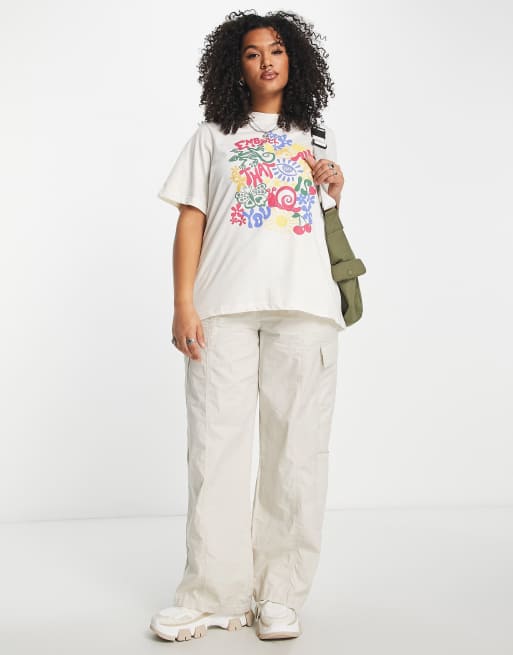 Daisy Street Plus - T-shirt décontracté à imprimé rétro varié, 4 de 4
